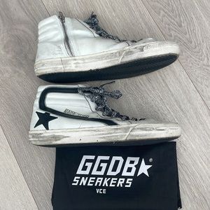 Golden Good Deluxe Brand black and white high top sneakers